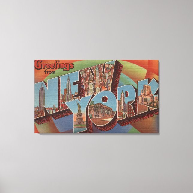 New York City, New York - Large Letter Scenes Canvas Print (Front)