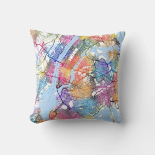 New York City New York Map Throw Pillow