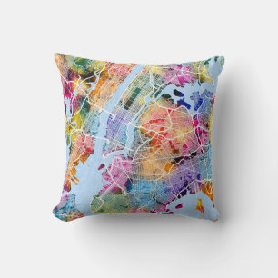 New York City New York Map Throw Pillow