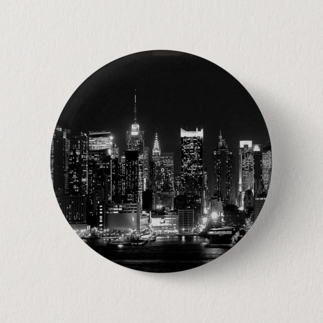 New York City Night 2 Inch Round Button (Front)