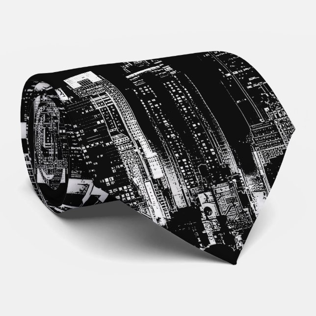 New York City Night Artwork Tie (Rolled)
