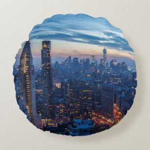 New York City, NY, USA Round Pillow