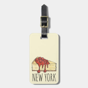 New York City NYC Cherry Cheesecake Cake Slice Luggage Tag
