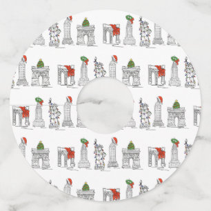 New York City NYC Christmas Holiday Landmarks Wine Glass Tag