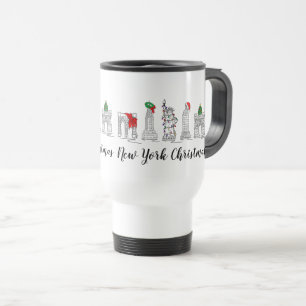 New York City NYC Christmas Holiday Xmas Landmarks Travel Mug