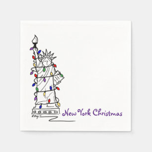 New York City NYC Christmas Statue Liberty Holiday Napkin