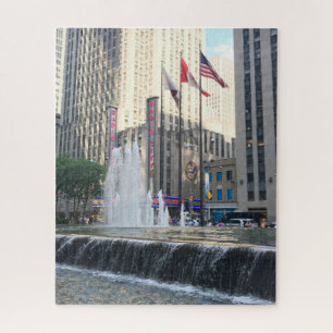 New York City NYC Fountain Sixth Avenue Photograph Jigsaw Puzzle