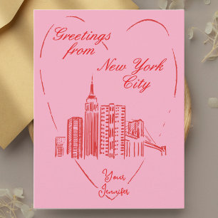 New York City NYC handpainted greeting Postcard