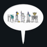 New York City NYC Hanukkah Chanukah Landmarks Cake Topper<br><div class="desc">Features an original pen-and-ink illustration of various New York City landmarks "dressed up" for the holiday season. Perfect for Hanukkah entertaining!

Don't see what you're looking for? Need help with customization? Contact Rebecca to have something designed just for you.</div>