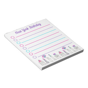 New York City NYC Landmarks Birthday Party Notepad