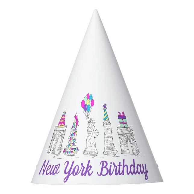 New York City NYC Landmarks Birthday Party Party Hat (Front)