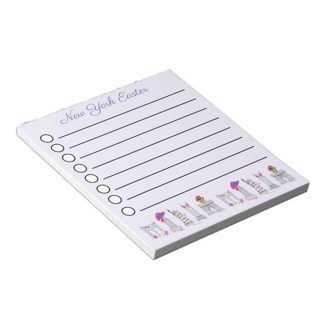 New York City NYC Landmarks Easter Checklist Notepad (Angled)