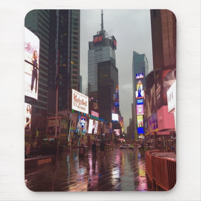 New York City NYC Rainy Times Square Photograph Mouse Pad (Front)