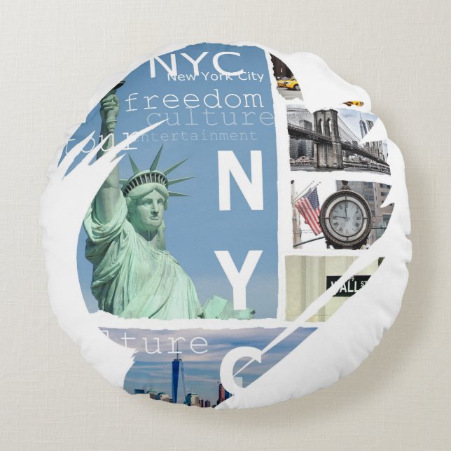 New York City Nyc Round Pillow (Front)