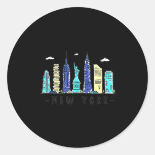 New York City Nyc Skyline Ny Watercolor Souvenir G Classic Round Sticker