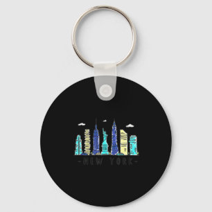 New York City Nyc Skyline Ny Watercolor Souvenir G Keychain