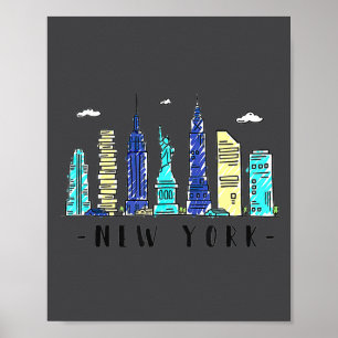 New York City Nyc Skyline Ny Watercolor Souvenir G Poster