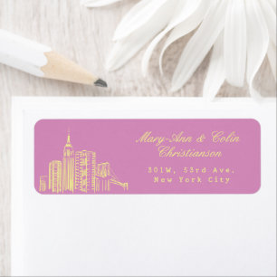 New York City NYC skyline Return Address Label