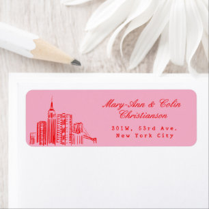 New York City NYC skyline Return Address Label