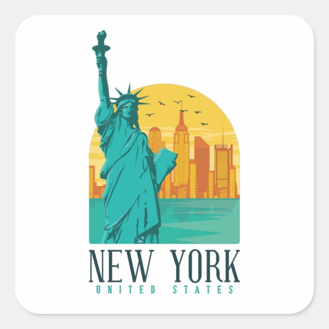 New York City, NYC Skyline Square Sticker (Front)