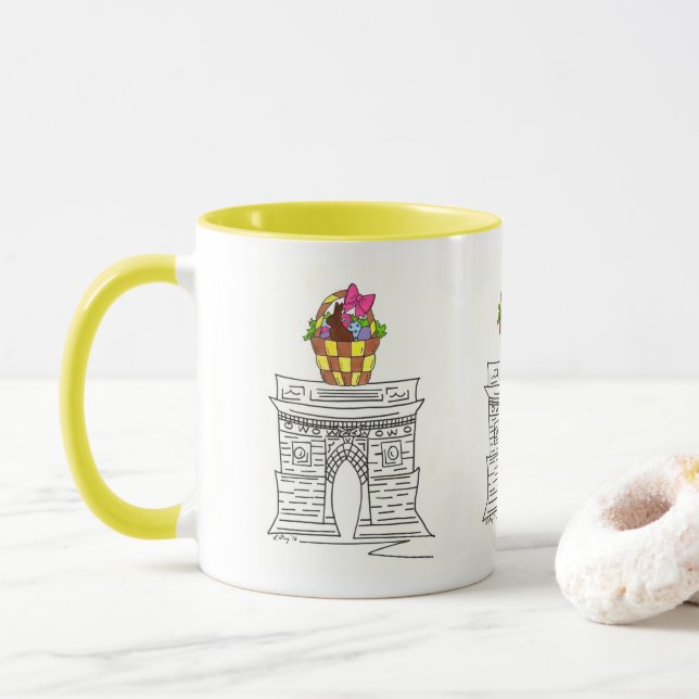 New York City NYC Washington Square Arch Easter Mug (With Donut)