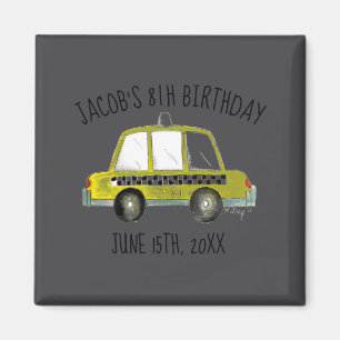 New York City Nyc Yellow Taxi Cab Birthday Party  Magnet