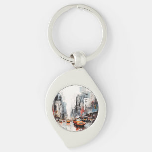 New York City, painted landscape. Keychain