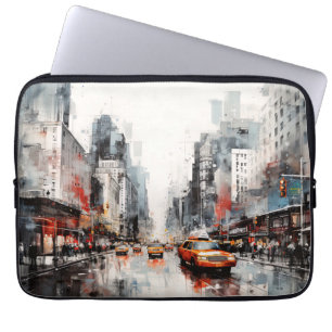 New York City, painted landscape. Laptop Sleeve