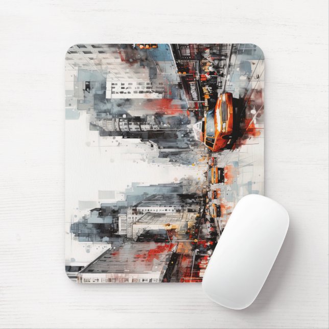 New York City, painted landscape. Mouse Pad (With Mouse)