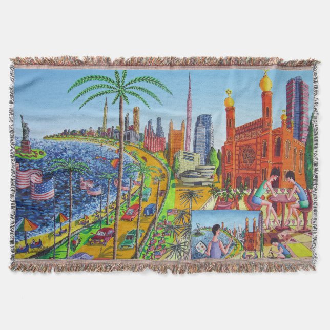 New York City Painting Throw Blanket (Front)