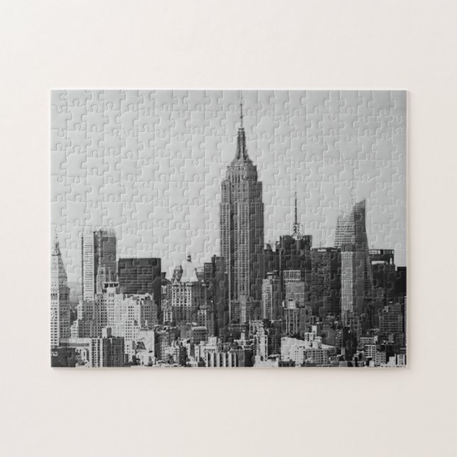 New York City Panorama Black White Jigsaw Puzzle (Horizontal)