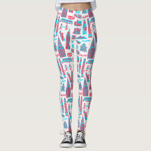 New York City Pattern White Leggings