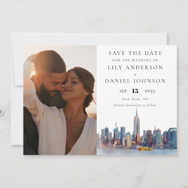 New York City Photo Destination Wedding Save The Date (Front)