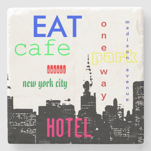 New York City Pop Art Stone Coaster (Front)