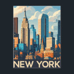 New York City Postcard<br><div class="desc">A vibrant illustration of a famous city skyline,  featuring iconic skyscrapers and landmarks. The image captures the dynamic energy and architectural grandeur of the city,  with its towering buildings and bustling streets. The overall style is bold and graphic,  with a focus on the city's iconic skyline.</div>