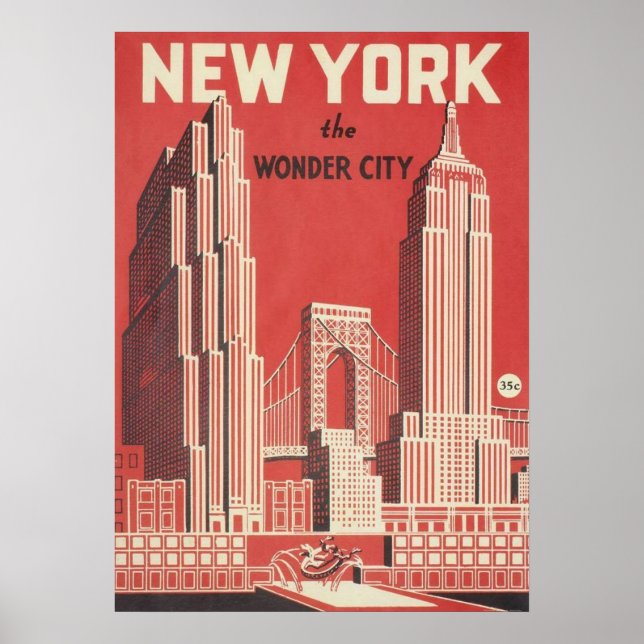 new york city poster, nyc skyline art, manhattan w poster (Front)