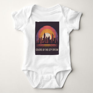 New York City Retro Sunset Baby Bodysuit