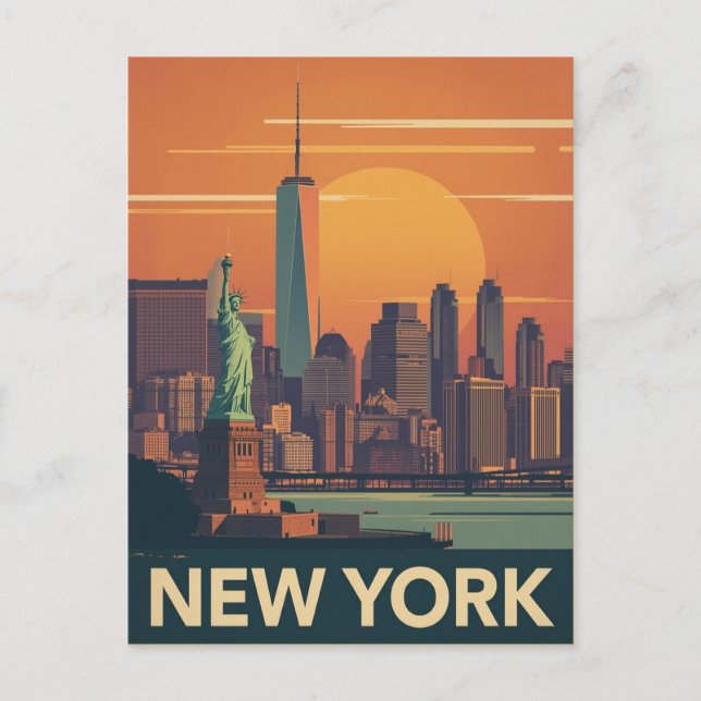 New York City Retro Sunset Postcard (Front)