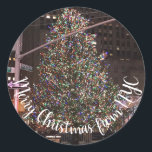 New York City Rockefeller Centre Christmas Tree Classic Round Sticker<br><div class="desc">Design features an original colour photograph of the Rockefeller Centre Christmas tree in midtown Manhattan,  NYC.

Lots of other New York City photographs are also available from this shop. Don't see exactly what you're looking for? Contact Rebecca to have a product customized just for you!</div>