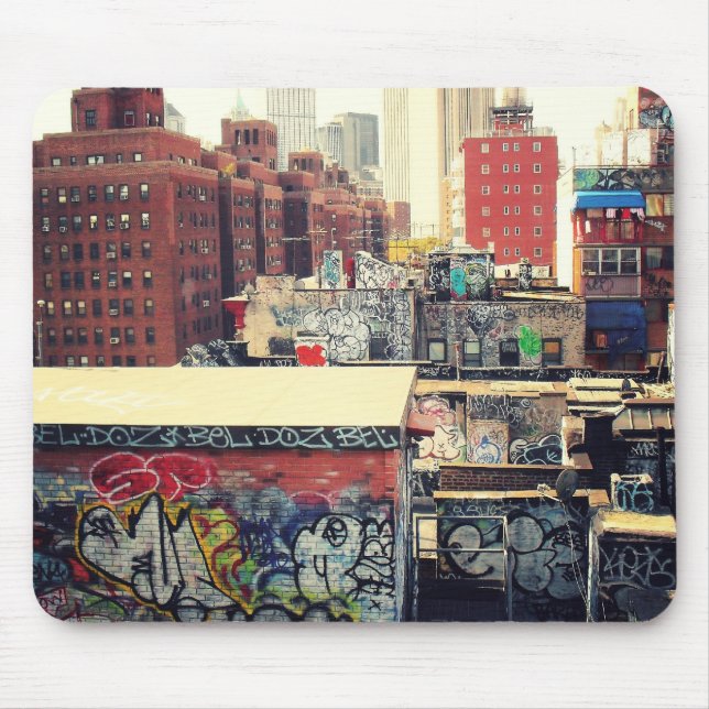 New York City Rooftops Covered in Graffiti Mouse Pad (Front)