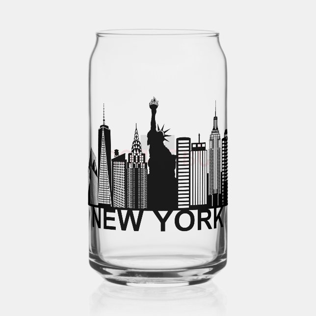 New York city silhouette  Can Glass (Front)