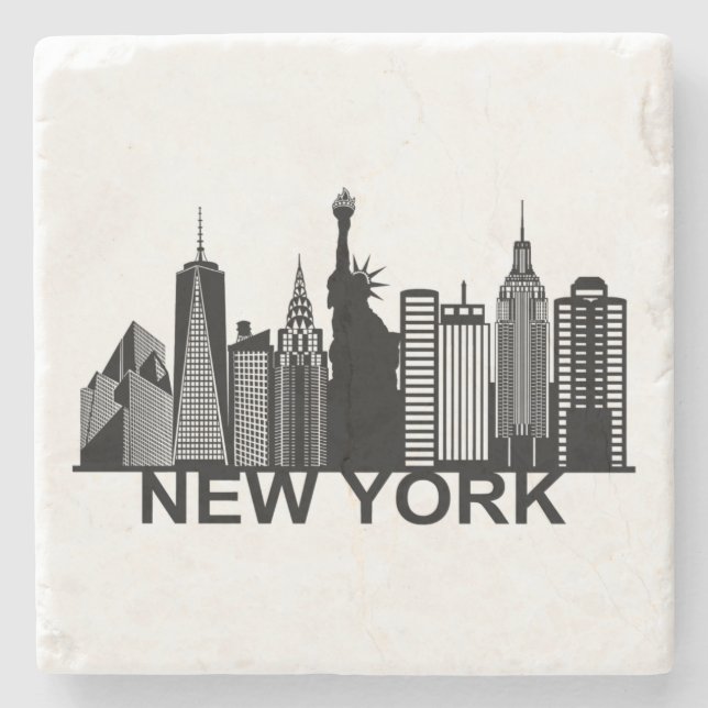 New York city silhouette Stone Coaster (Front)