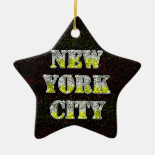 New York City Silver Gold Glitters Ceramic Ornament
