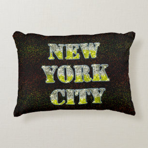 New York City Silver Gold Glitters Decorative Pillow