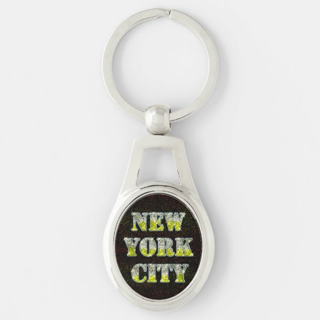 New York City Silver Gold Glitters Keychain (Front)