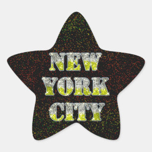 New York City Silver Gold Glitters Star Sticker