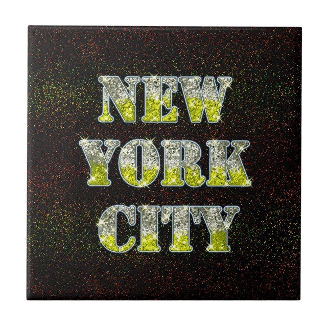New York City Silver Gold Glitters Tile (Front)