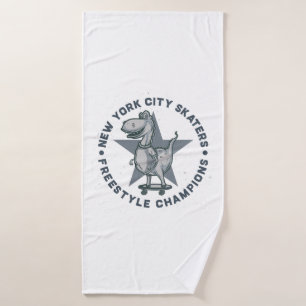 New York City Skaters Retro Vintage Graphic Tee Bath Towel