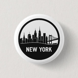 New York City Skyline 1 Inch Round Button