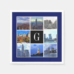 New York City Skyline 8 Image Photo Collage Napkin
